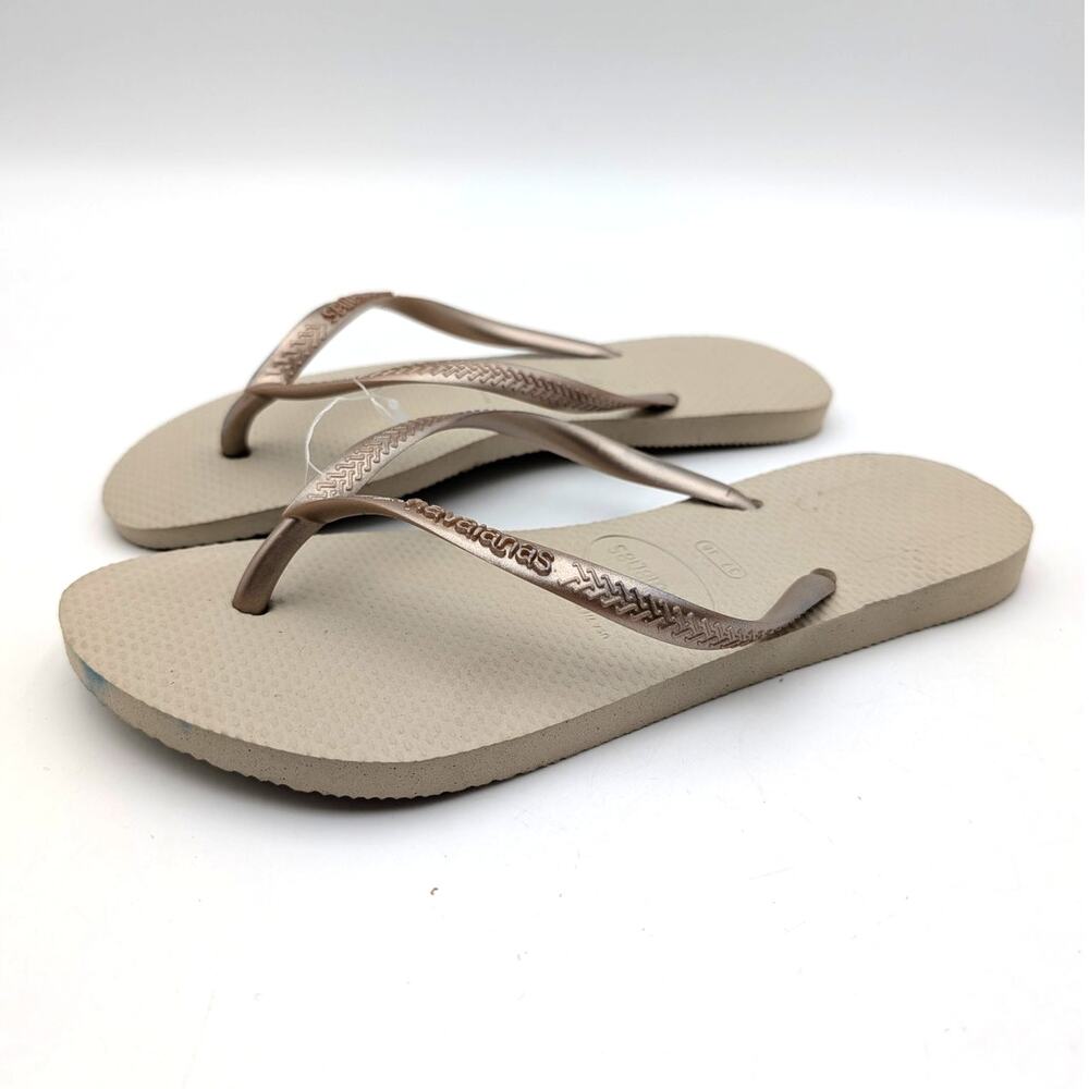 Havaianas Slim Summer Flip Flops Open Toe Womens Beige Size US7-8 EU39/40